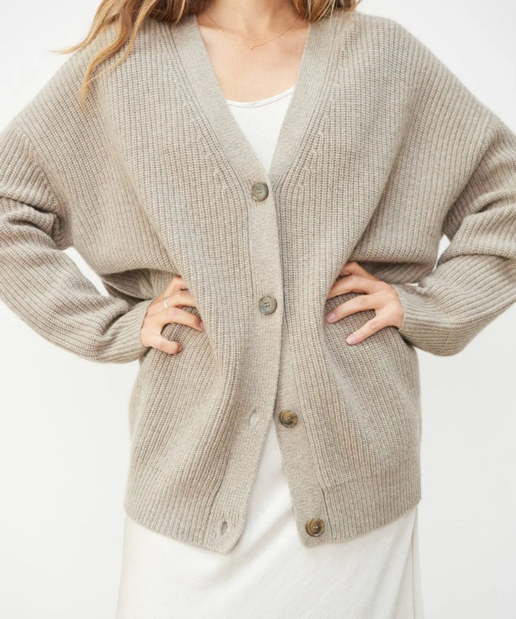 Knitted Cardigan with Button Front and Long Sleeves for Women