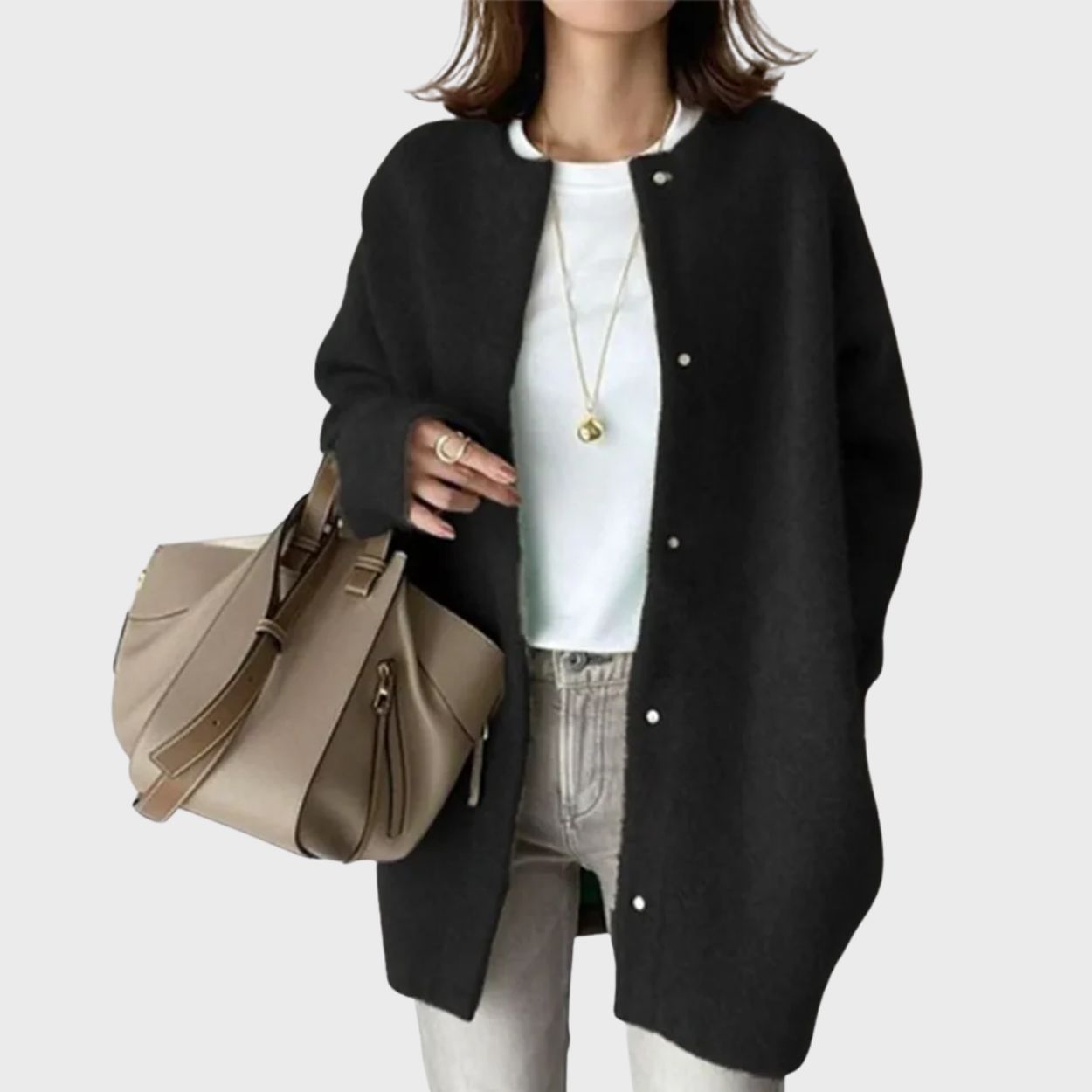 Longline cardigan with open front and pockets for women