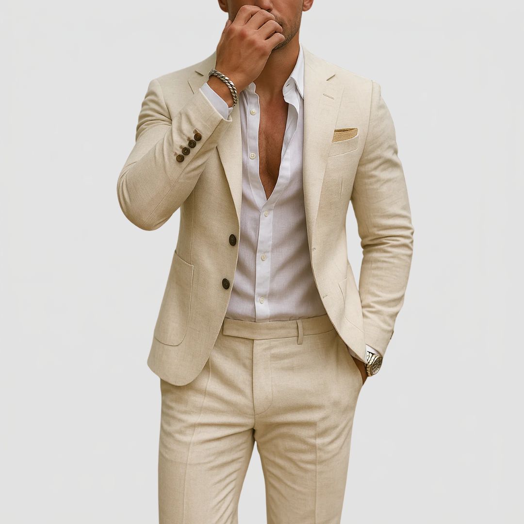 Men's 2-Piece Slim Fit Suit with Blazer and Trousers