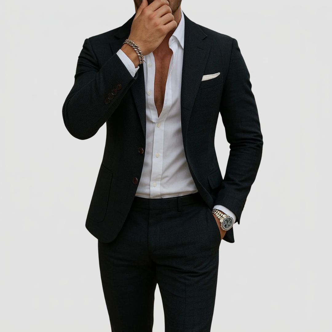 Men's 2-Piece Slim Fit Suit with Blazer and Trousers