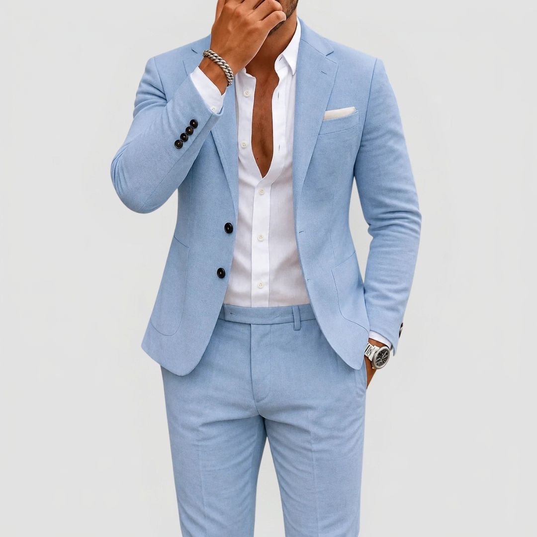 Men's 2-Piece Slim Fit Suit with Blazer and Trousers
