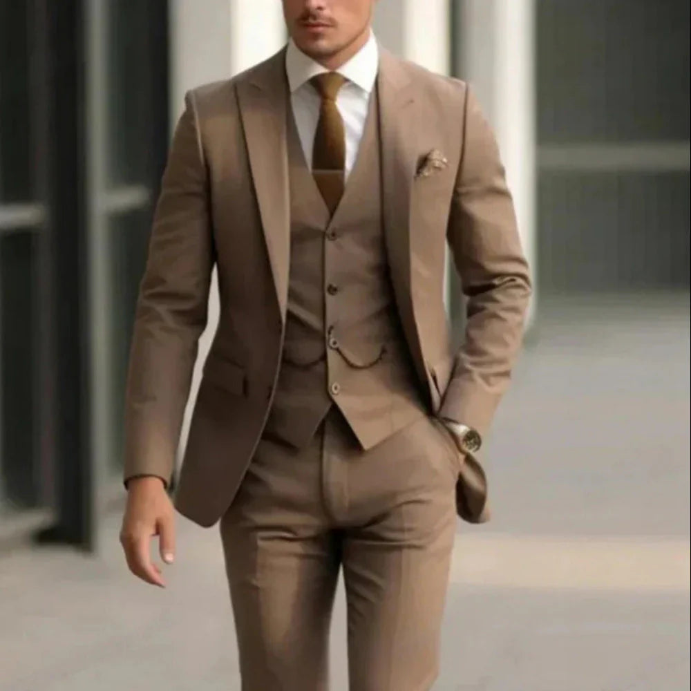 Men's 3-Piece Formal Suit with Blazer, Waistcoat and Trousers