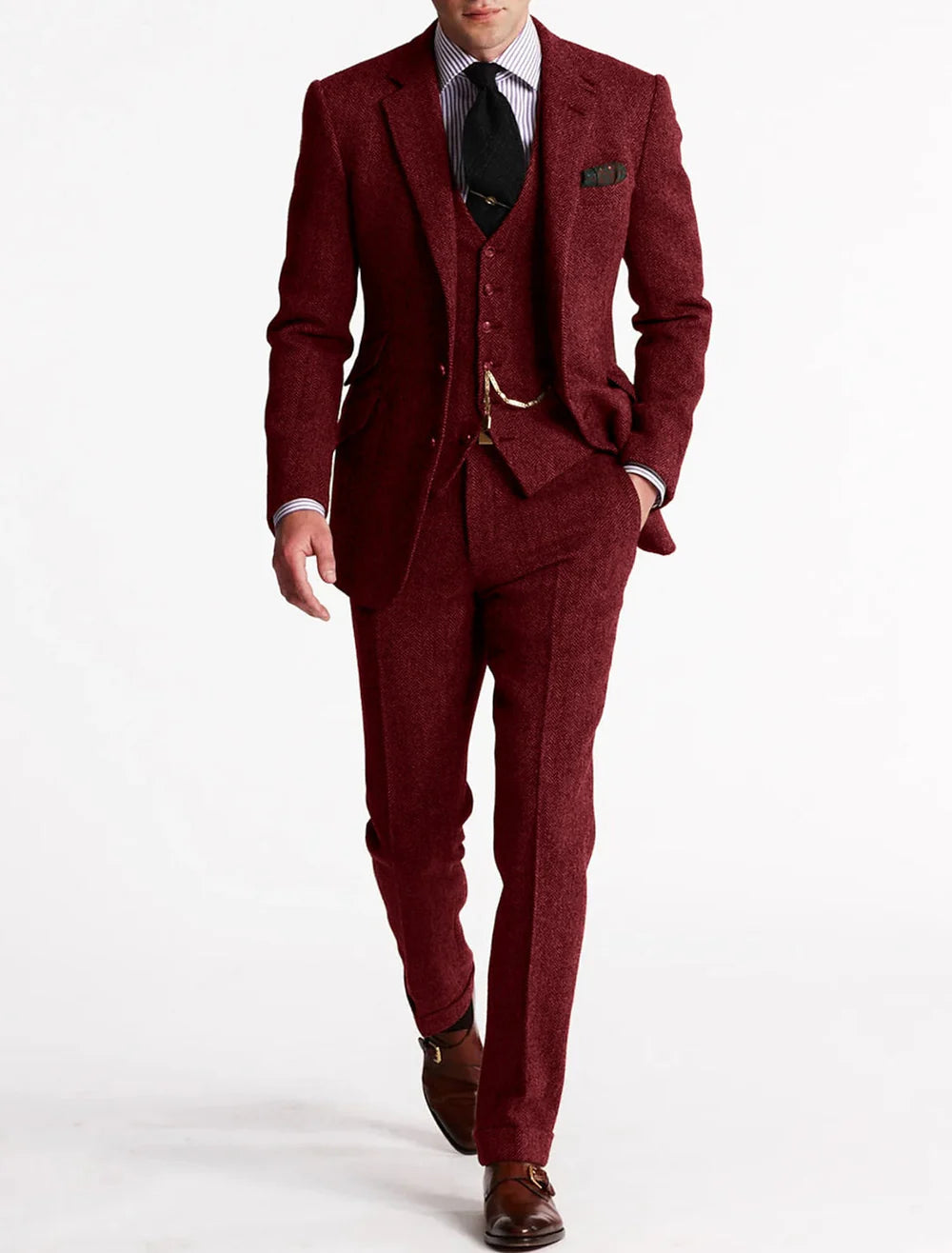 Men's 3-Piece Suit with Blazer, Waistcoat and Trousers