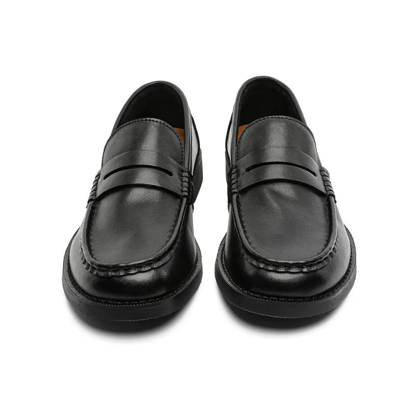 Men's Classic Slip-On Penny Loafers with Stitched Detail