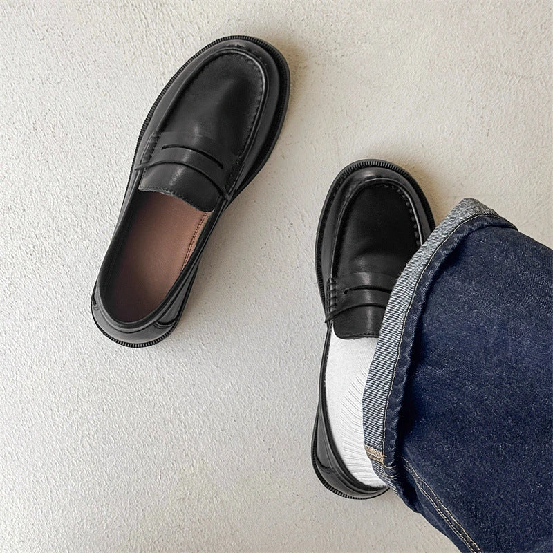 Men's Classic Slip-On Penny Loafers with Stitched Detail