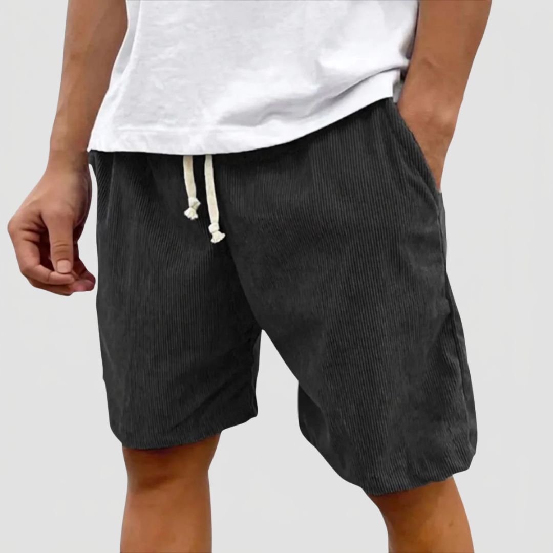 Men's Corduroy Shorts with Side Pockets and Drawstring