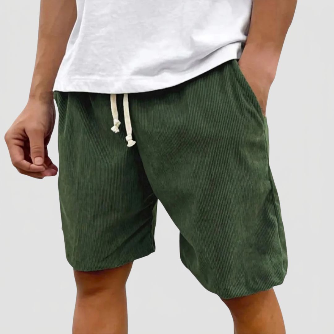 Men's Corduroy Shorts with Side Pockets and Drawstring