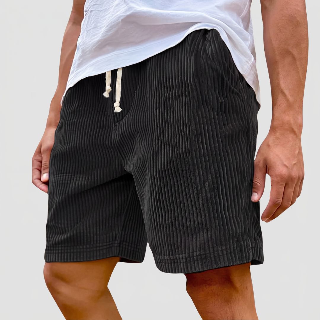 Men's Corduroy Summer Shorts with Side Pockets and Drawstring