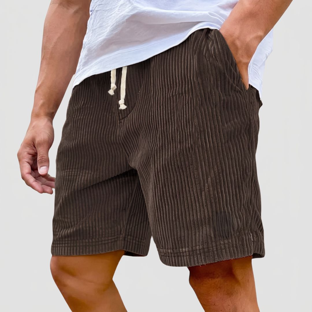 Men's Corduroy Summer Shorts with Side Pockets and Drawstring