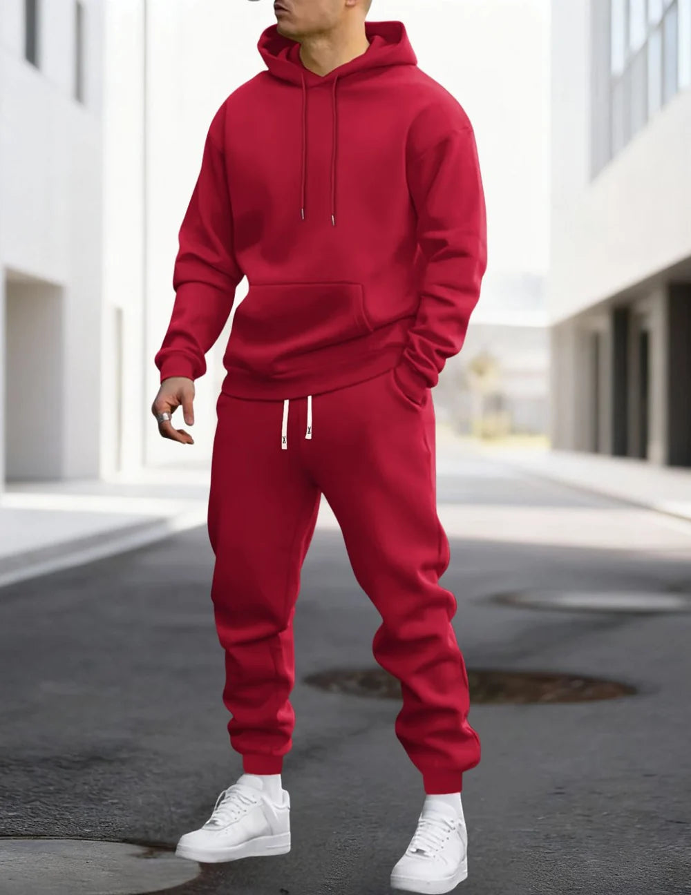 Men's Hoodie and Joggers Set with Drawstring Waist