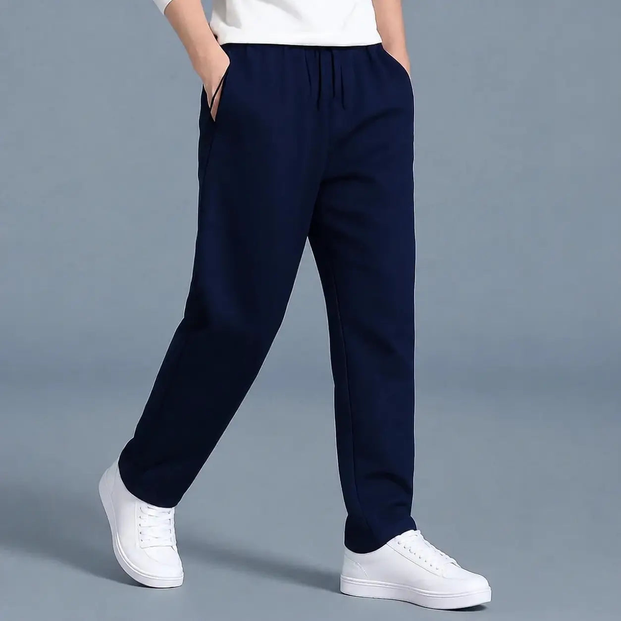 Men's Joggers with Elasticated Drawstring Waist and Straight Leg