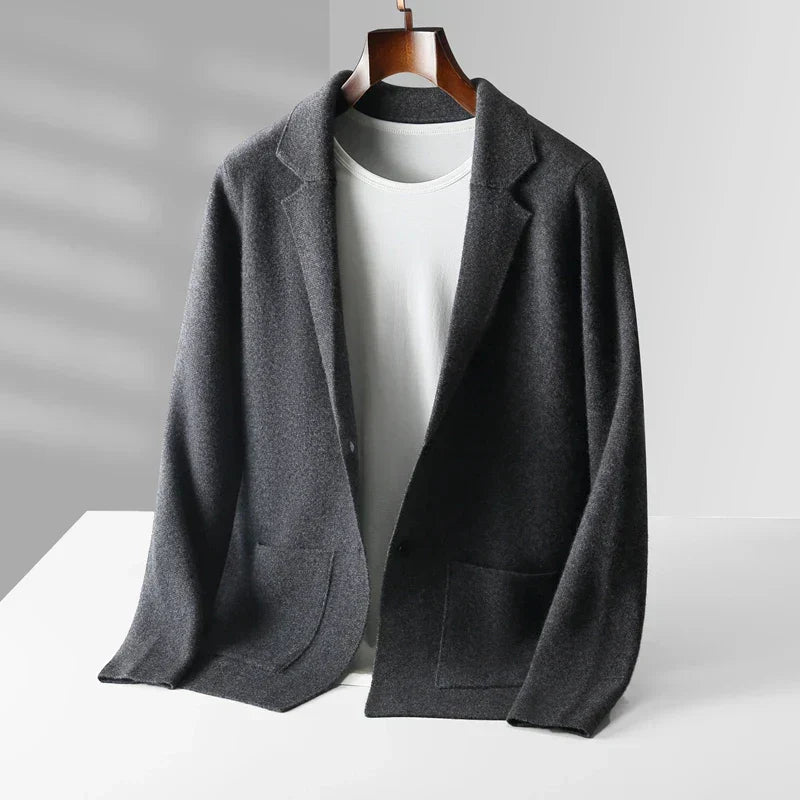 Men's Knit Cardigan with Notch Lapel and Button Closure