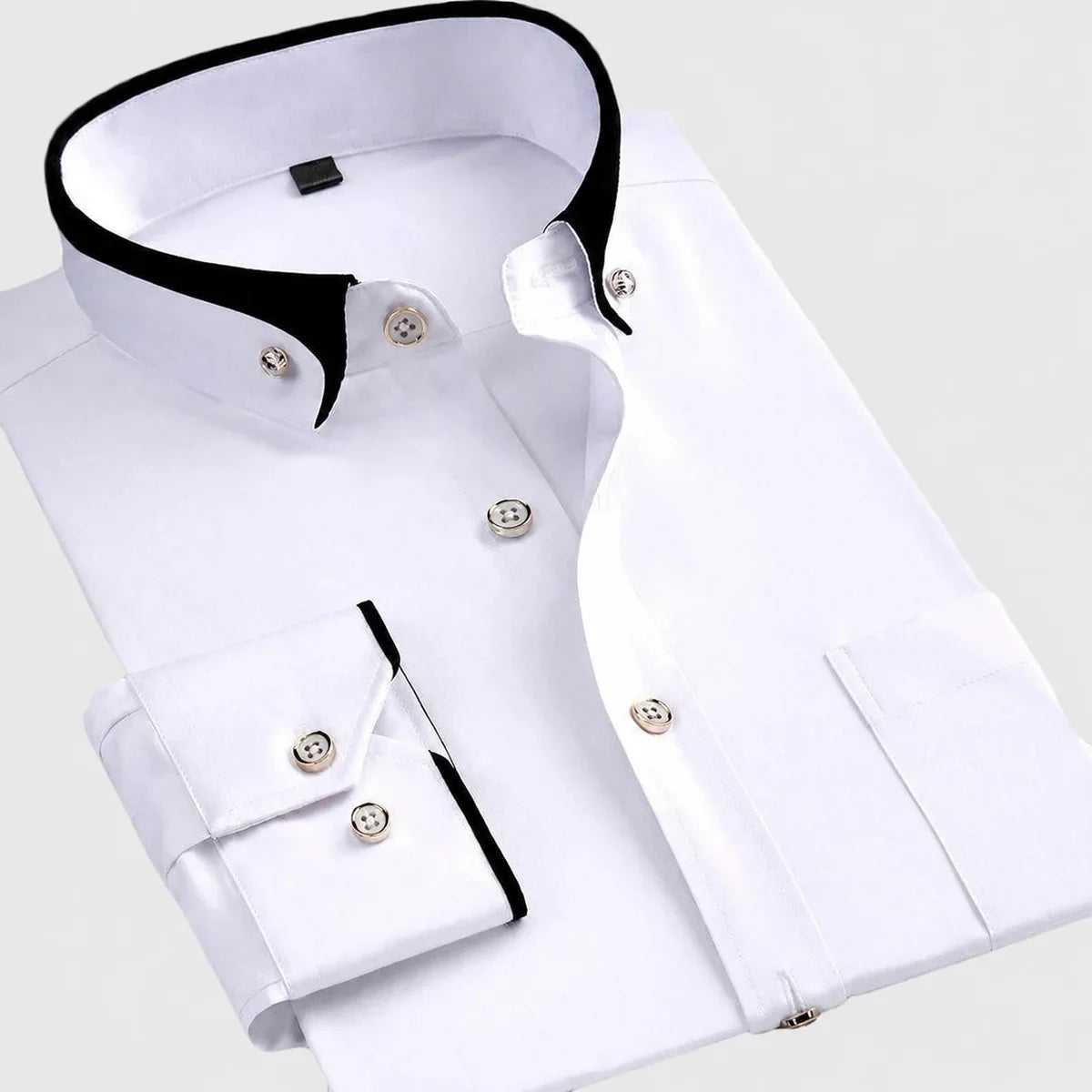 Men's Long Sleeve Shirt with Contrast Detail and Chest Pocket