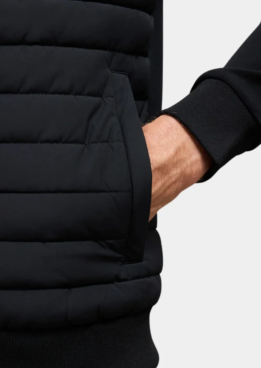 Men's Quilted Jacket with Stand Collar and Zip Closure