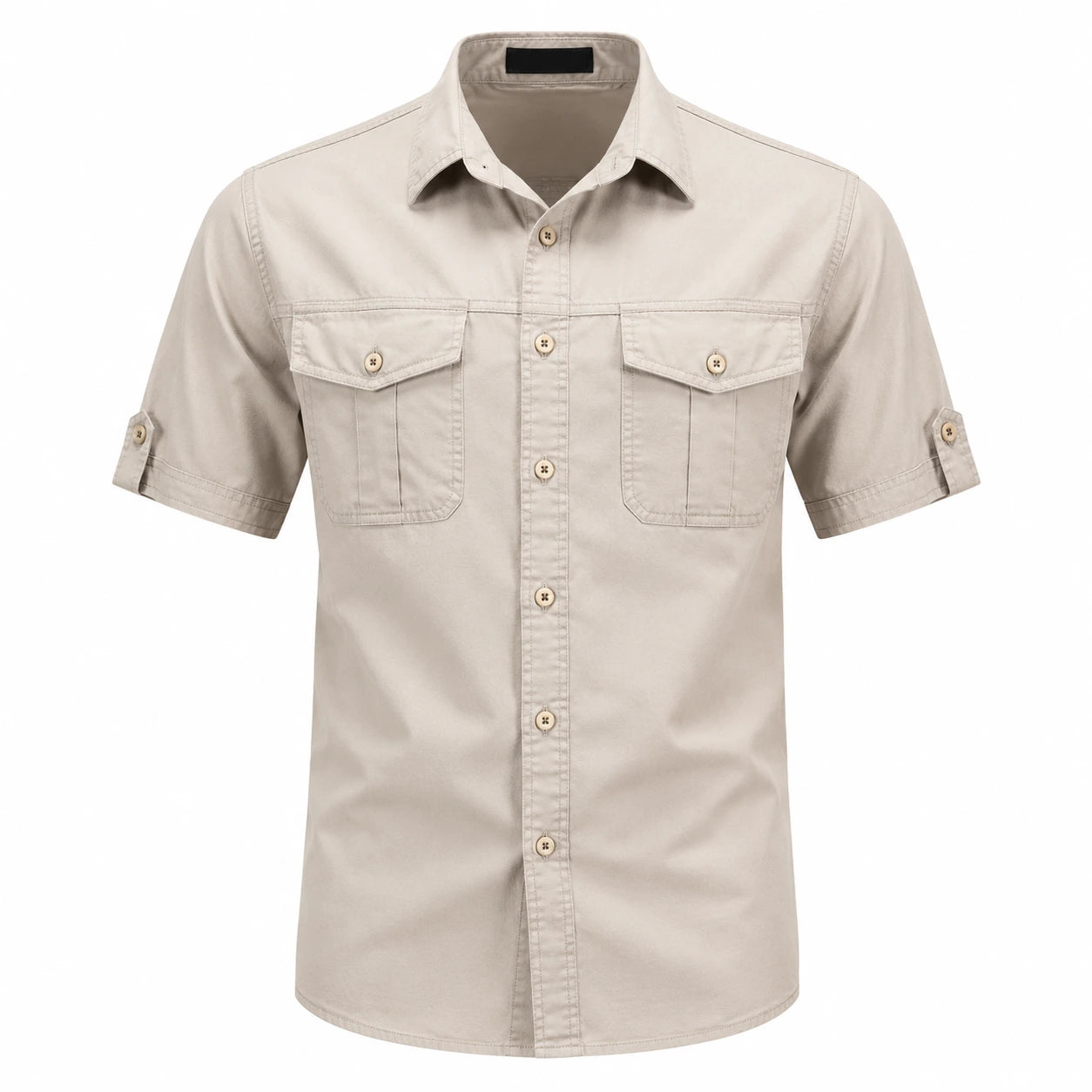 Men's Short Sleeve Cargo Shirt with Button Closure and Chest Pockets