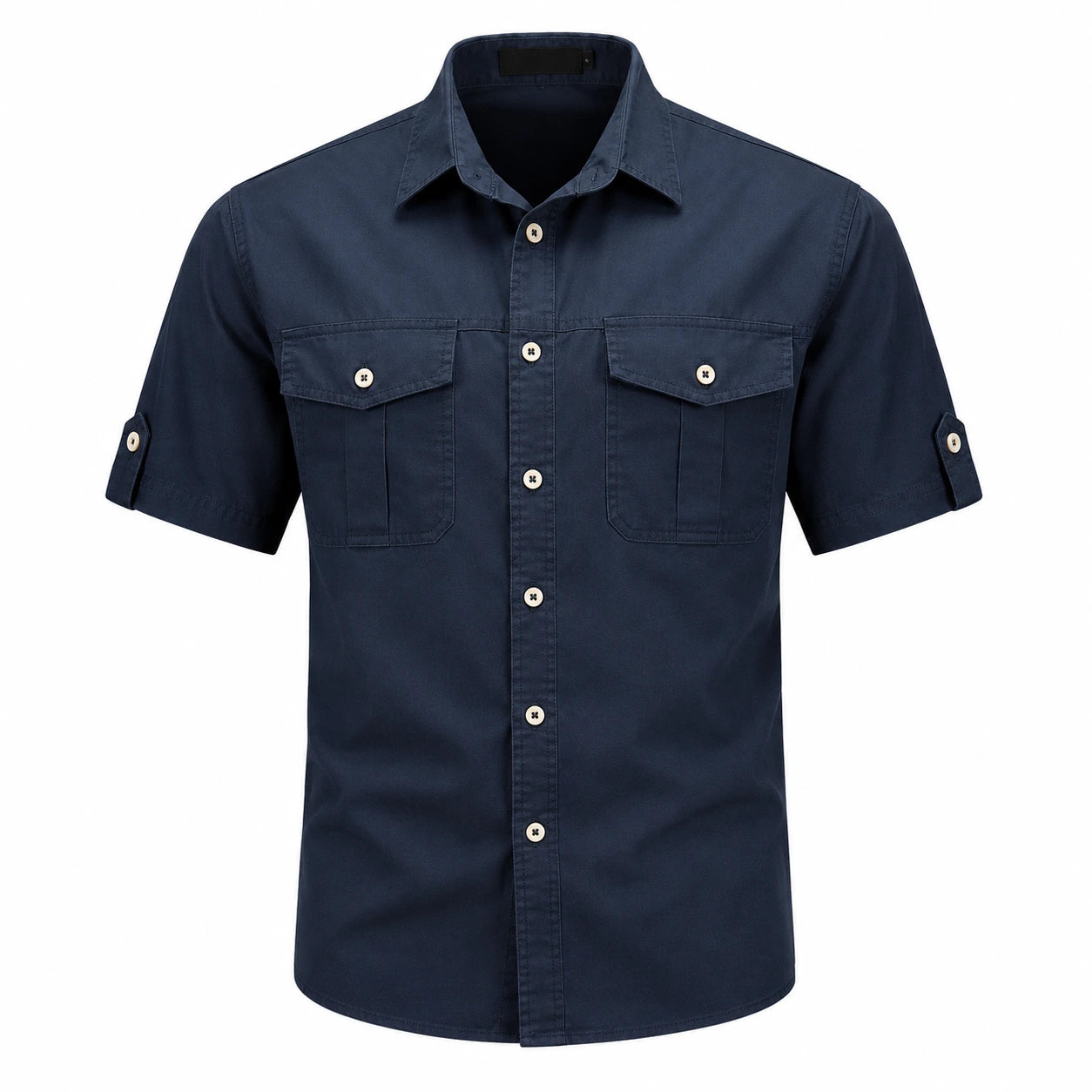 Men's Short Sleeve Cargo Shirt with Button Closure and Chest Pockets
