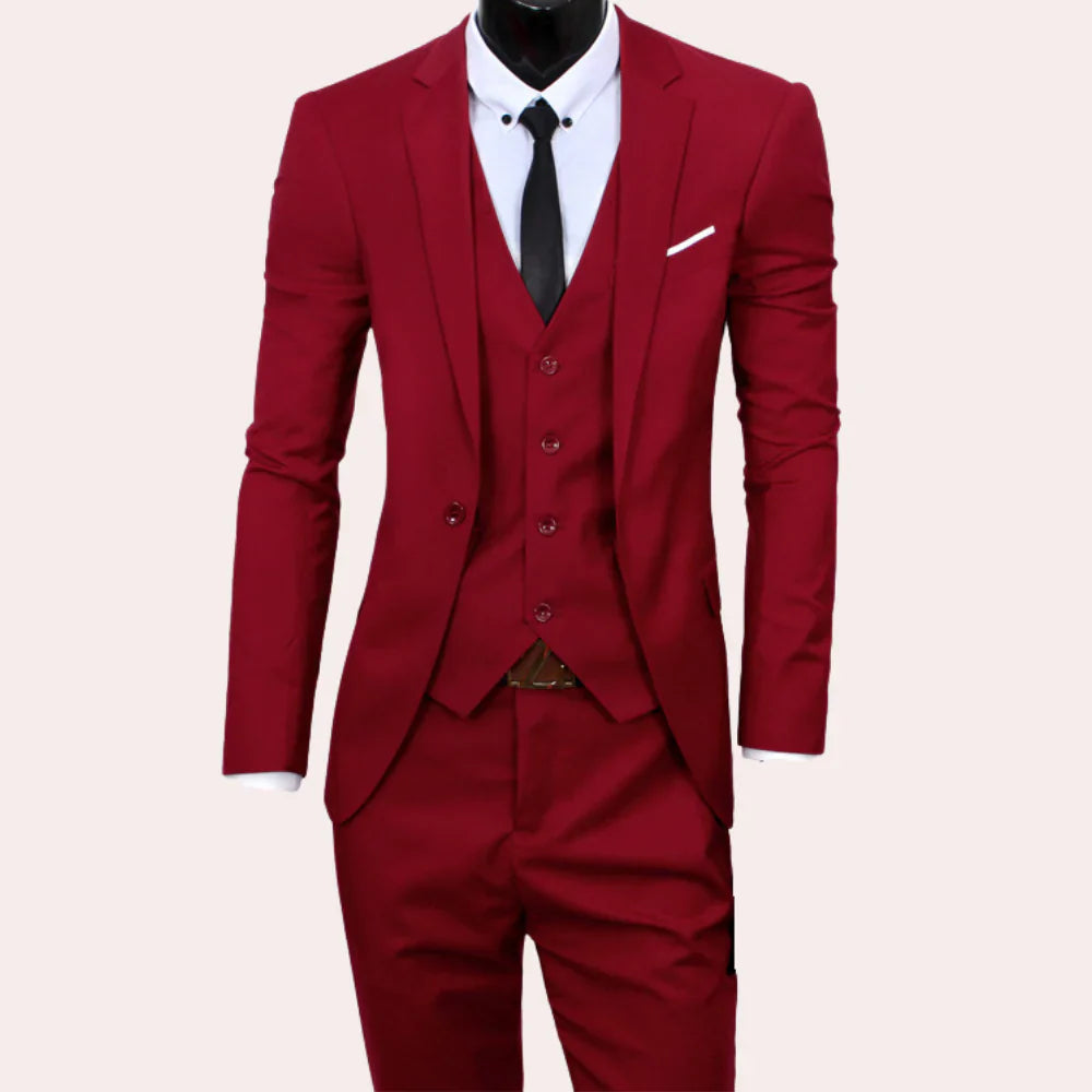 Men's Slim Fit 3-Piece Suit with Blazer, Waistcoat and Trousers