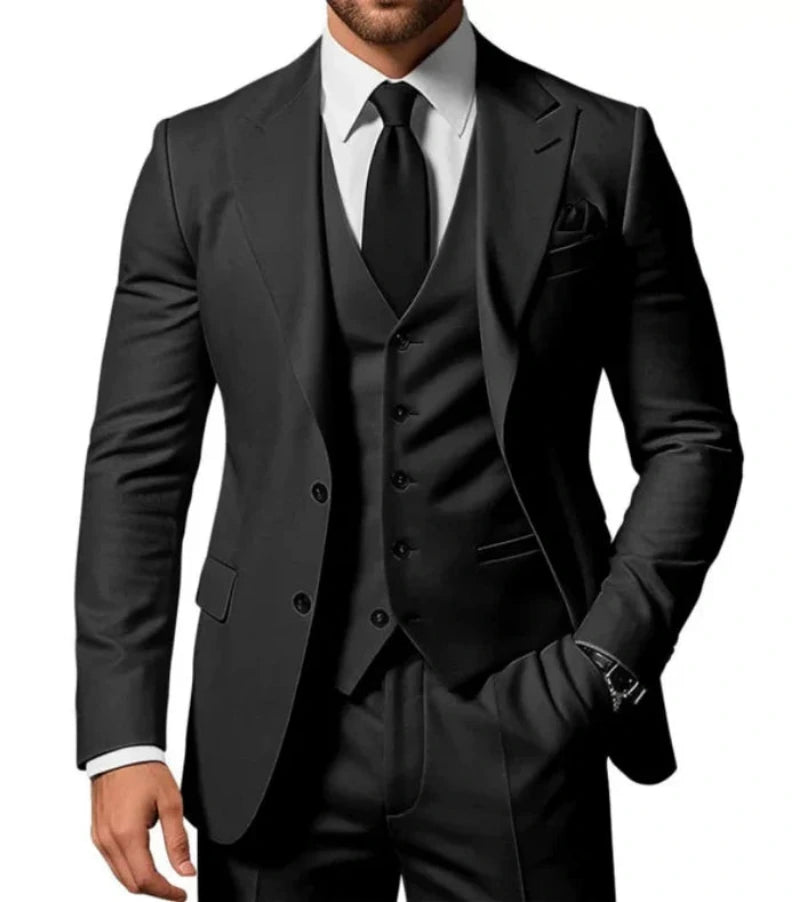 Men's Slim Fit 3-Piece Suit with Notch Lapel Blazer, Waistcoat and Trousers