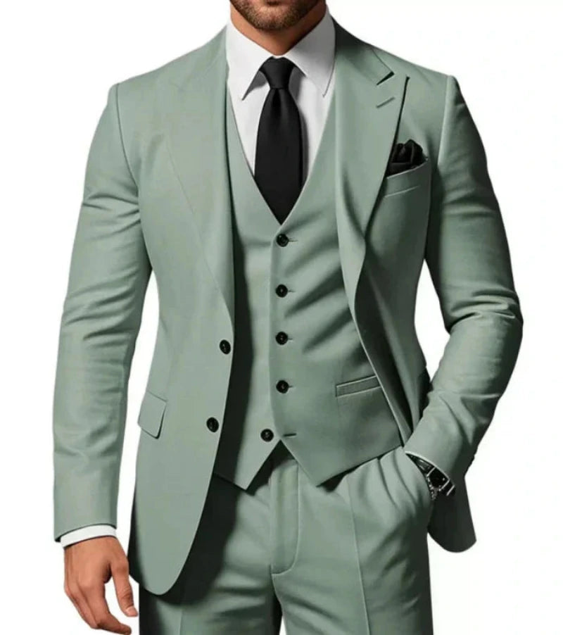 Men's Slim Fit 3-Piece Suit with Notch Lapel Blazer, Waistcoat and Trousers
