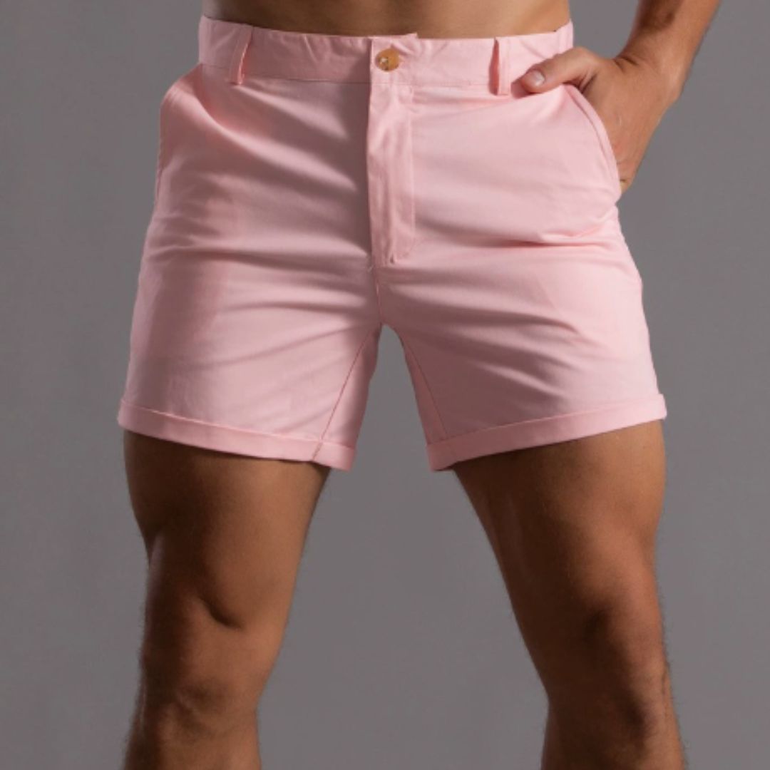 Men's Slim Fit Shorts with Button Closure