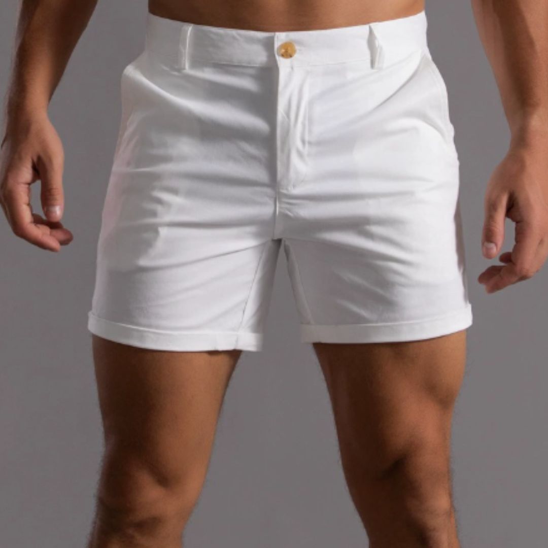Men's Slim Fit Shorts with Button Closure