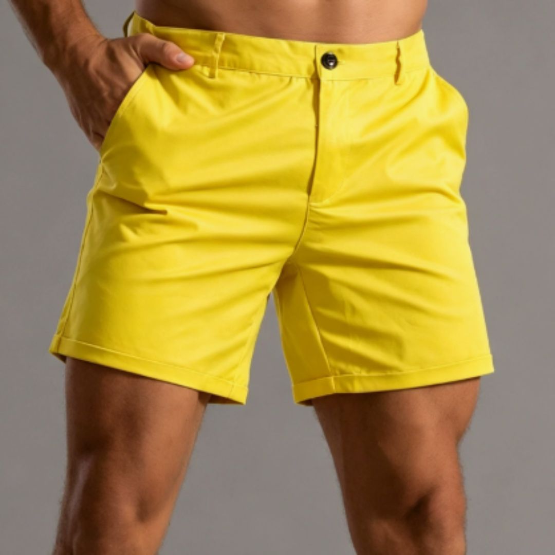 Men's Slim Fit Shorts with Button Closure