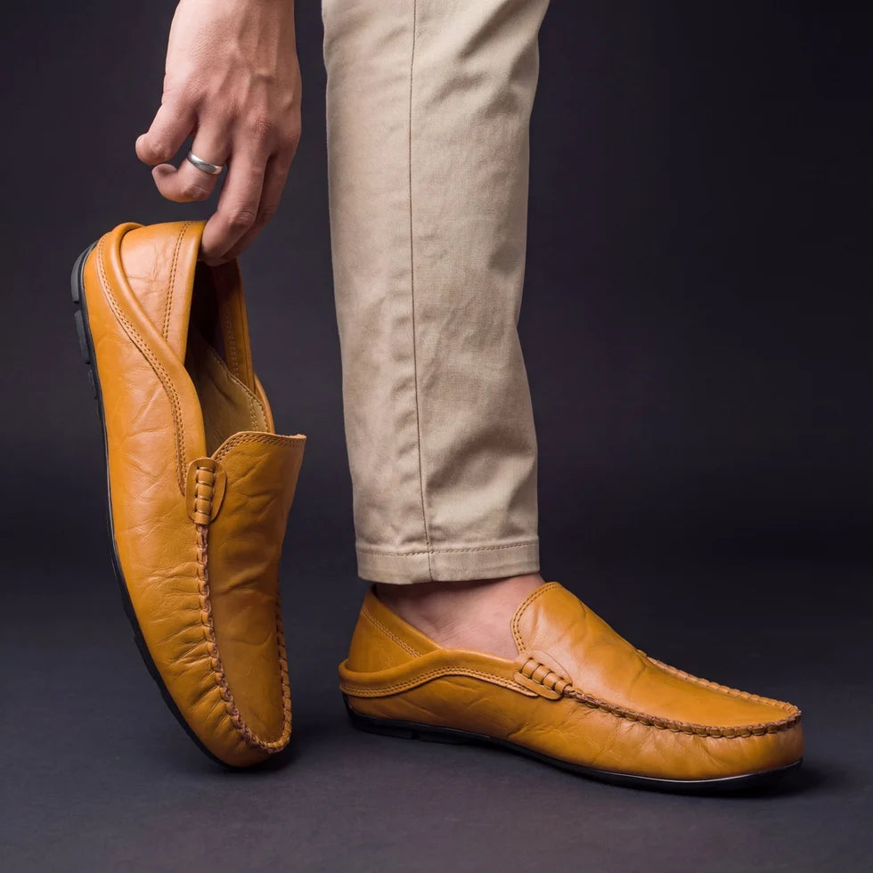 Men's Slip-On Moccasin Loafers with Stitch Detail
