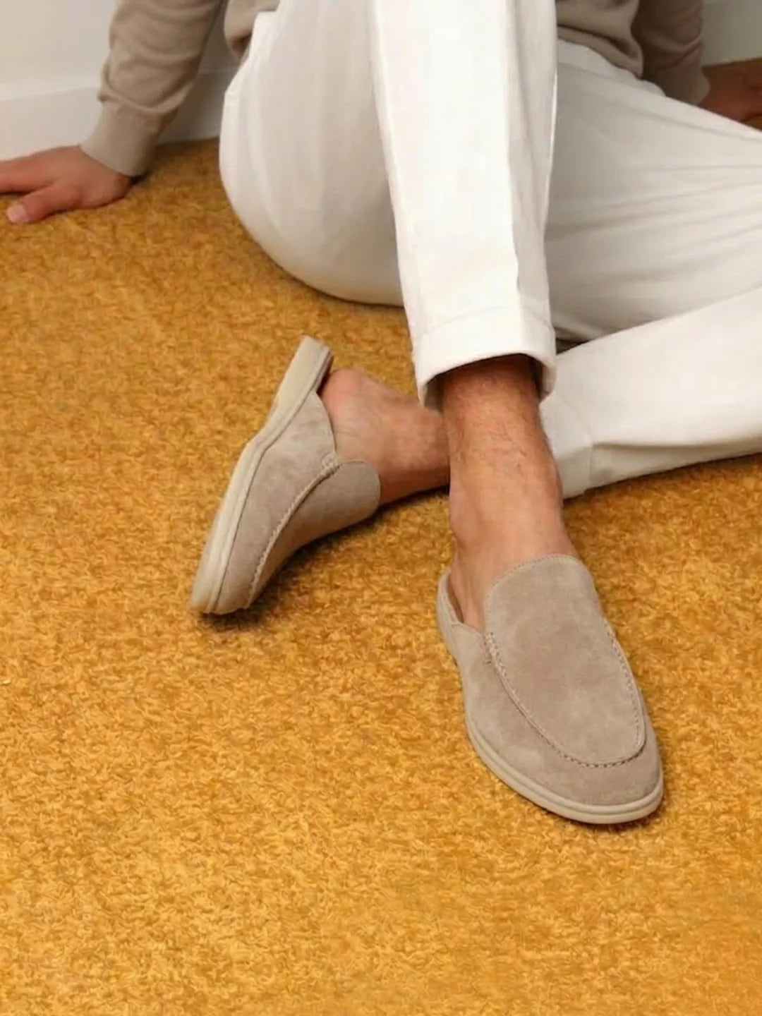 Men's Slip-On Mules with Open Heel and Stitched Detail