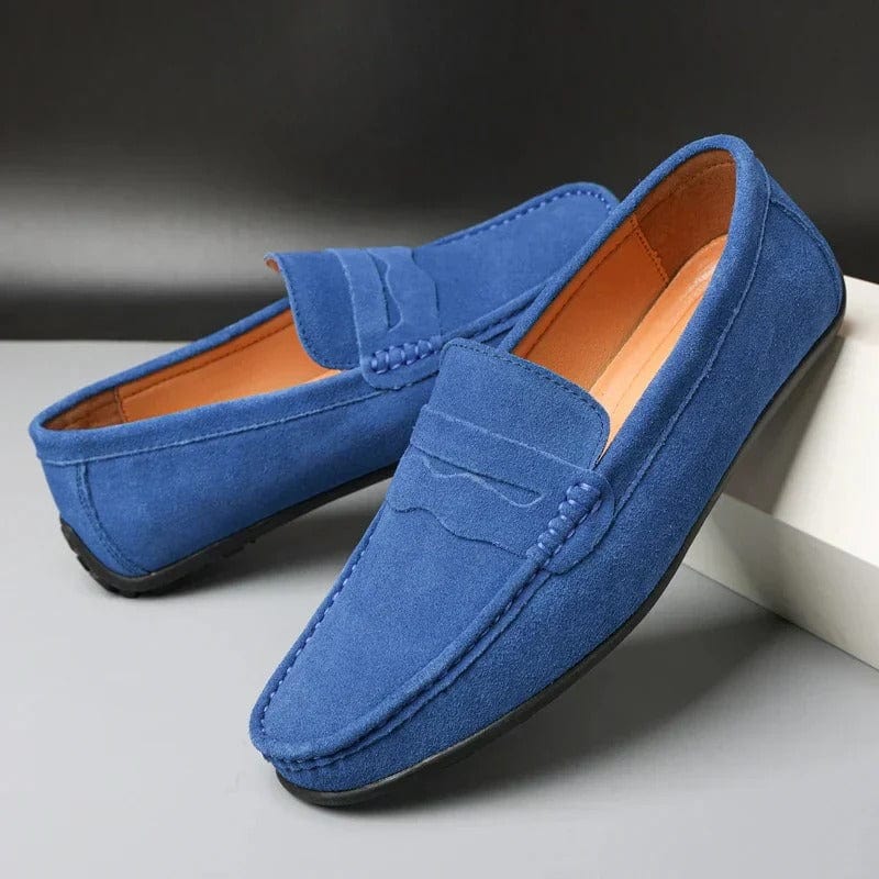 Men's Suede Penny Slip-On Loafers with Moccasin Toe