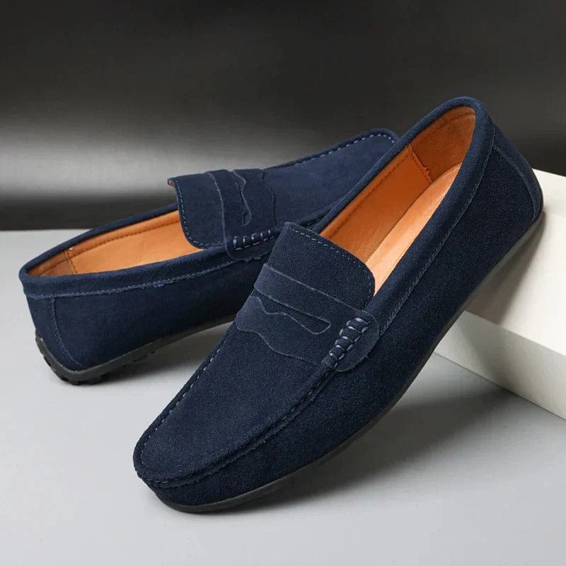 Men's Suede Penny Slip-On Loafers with Moccasin Toe
