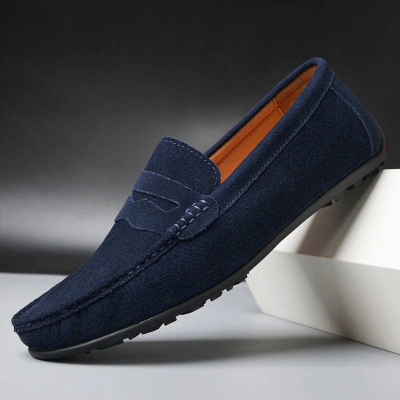 Men's Suede Penny Slip-On Loafers with Moccasin Toe