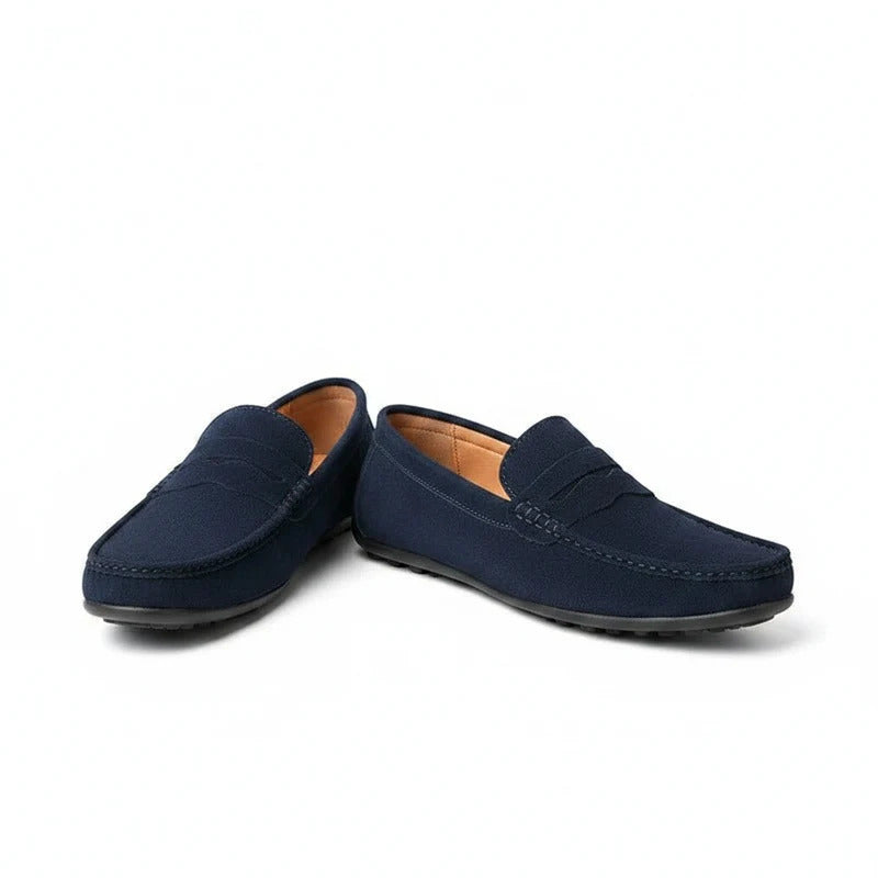 Men's Suede Penny Slip-On Loafers with Moccasin Toe
