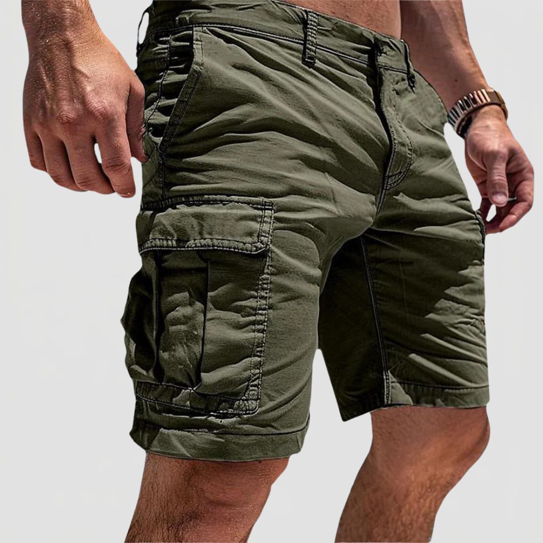 Men's Summer Cargo Shorts with Flap Side Pockets and Knee Length