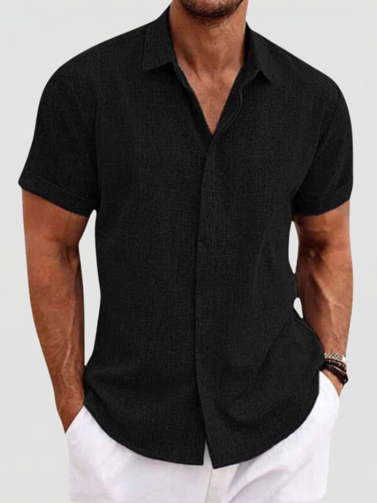 Men's Summer Short Sleeve Shirt with Button Closure