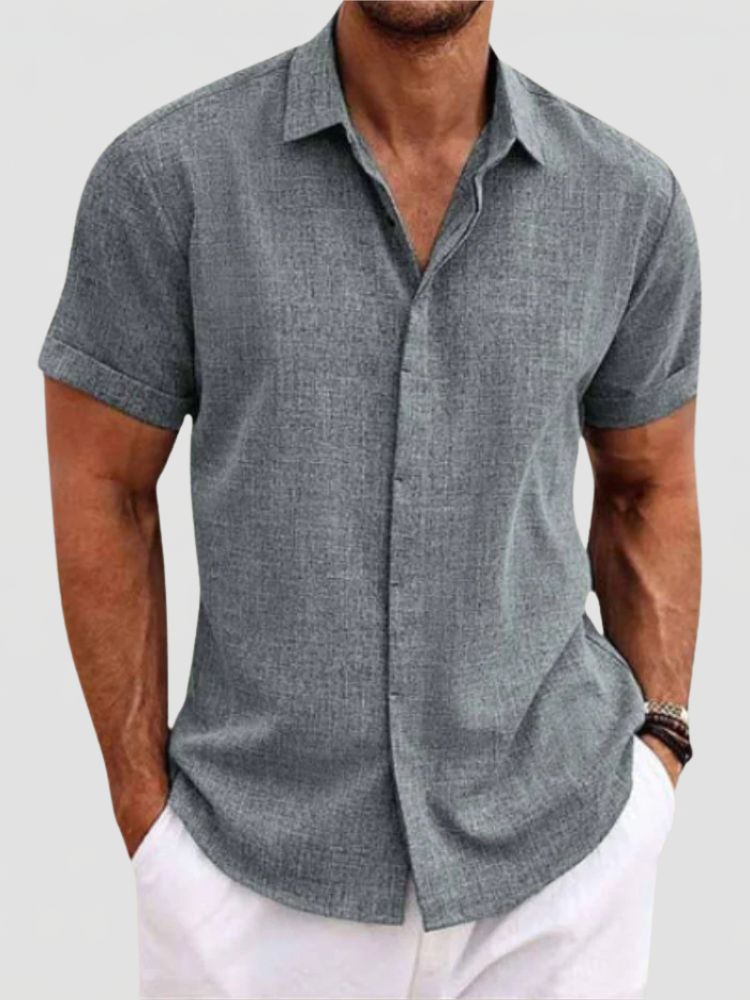 Men's Summer Short Sleeve Shirt with Button Closure