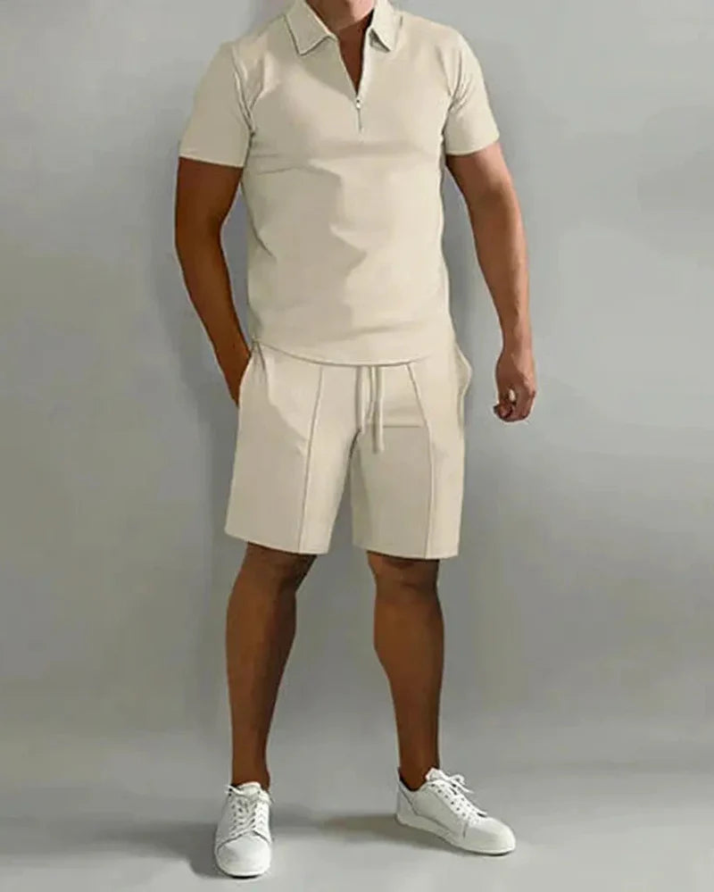 Men's Two Piece Summer Set with Polo Shirt and Shorts