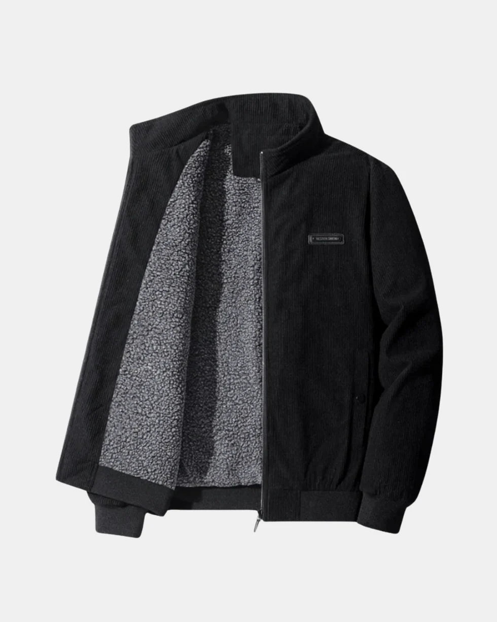 Men's Winter Jacket with Zip Closure and Stand Collar