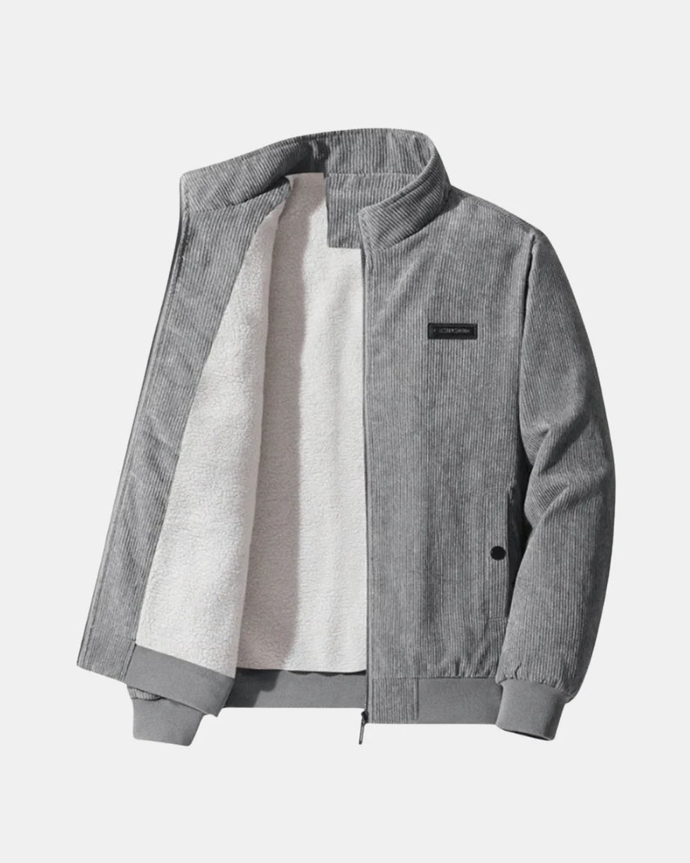 Men's Winter Jacket with Zip Closure and Stand Collar
