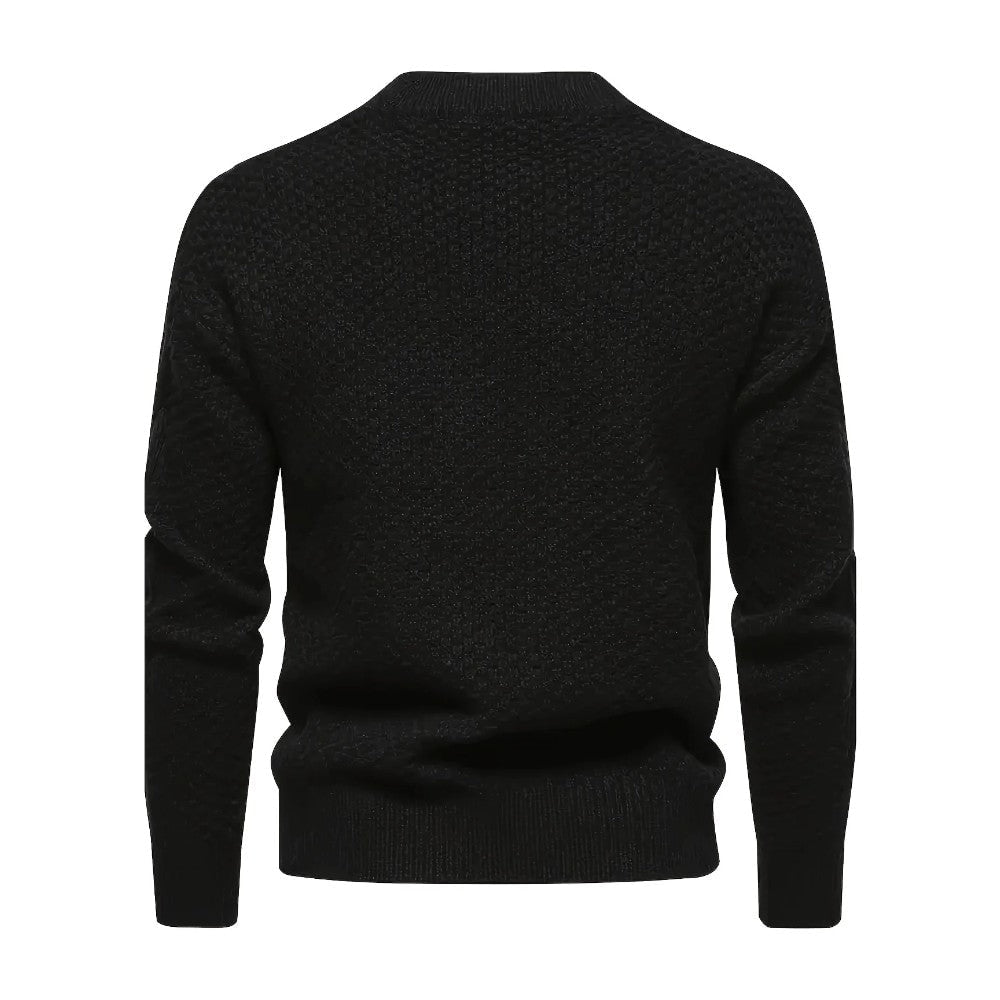 Men's Cable Knit Crew Neck Jumper with Ribbed Cuffs