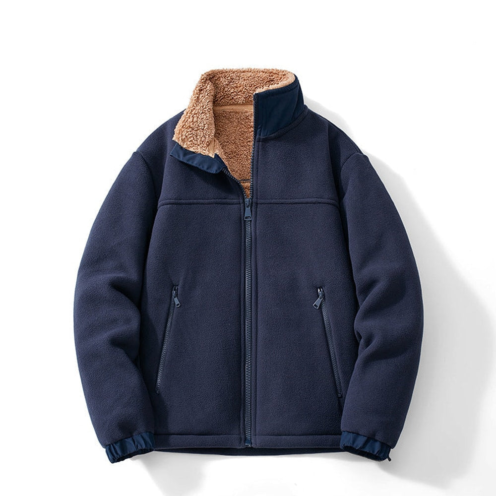 Men's Winter Jacket with Sherpa Lining and Stand Collar