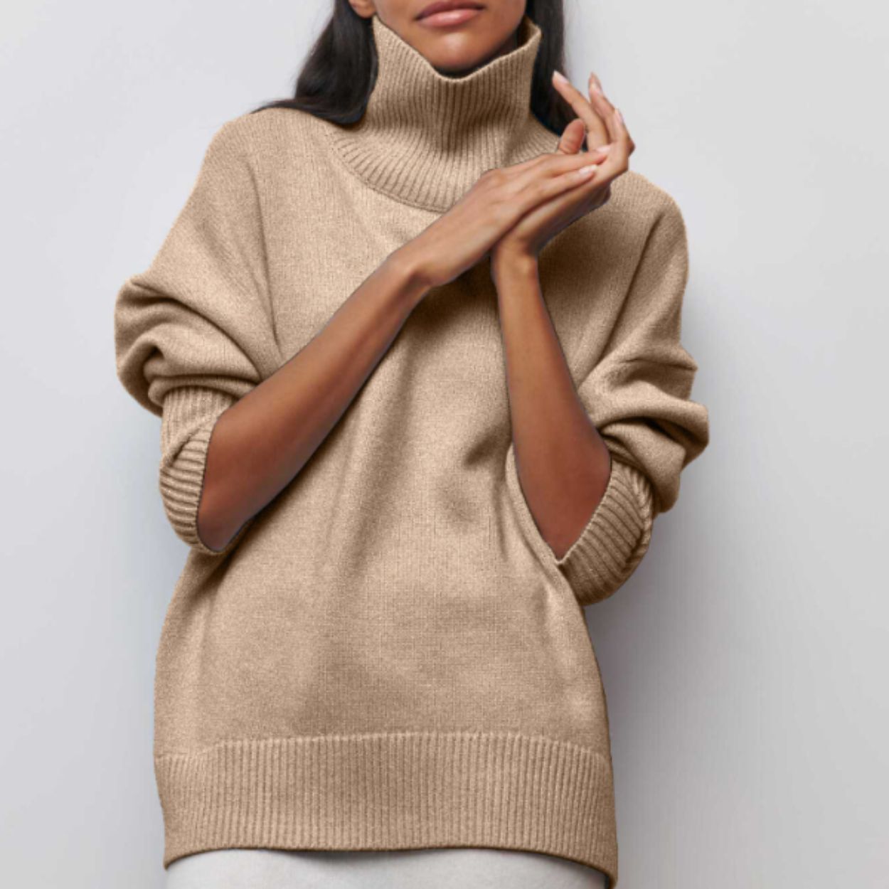 Oversized Turtleneck Knit Jumper for Women