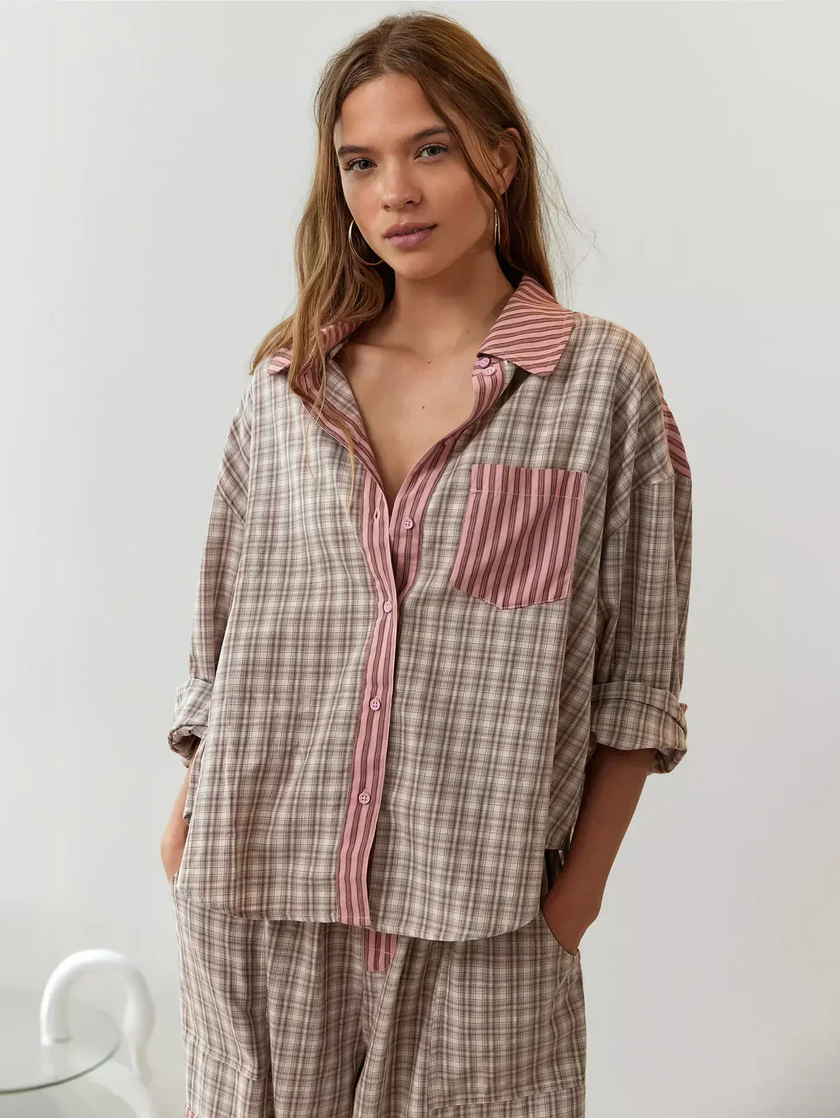 Women’s Checked Cotton Pyjama Set