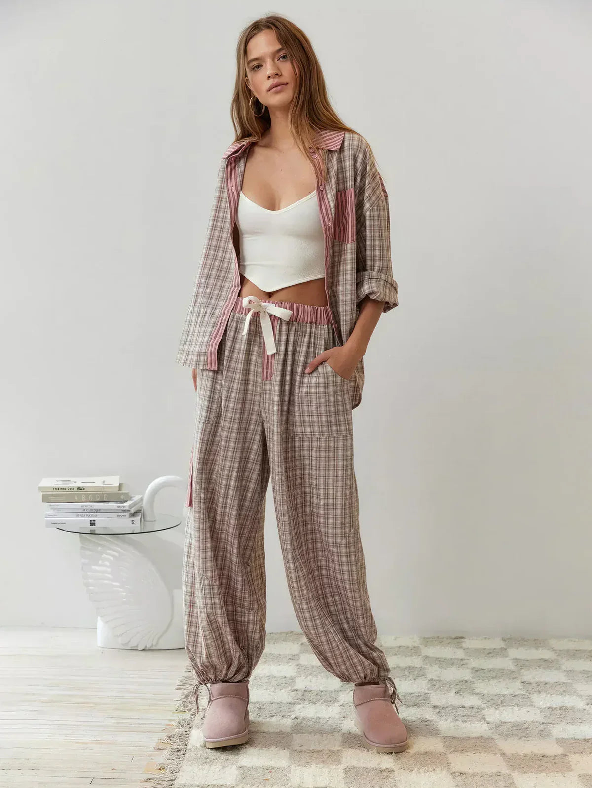 Women’s Checked Cotton Pyjama Set