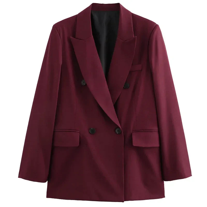 Women’s Double Button Blazer with Lapel Collar