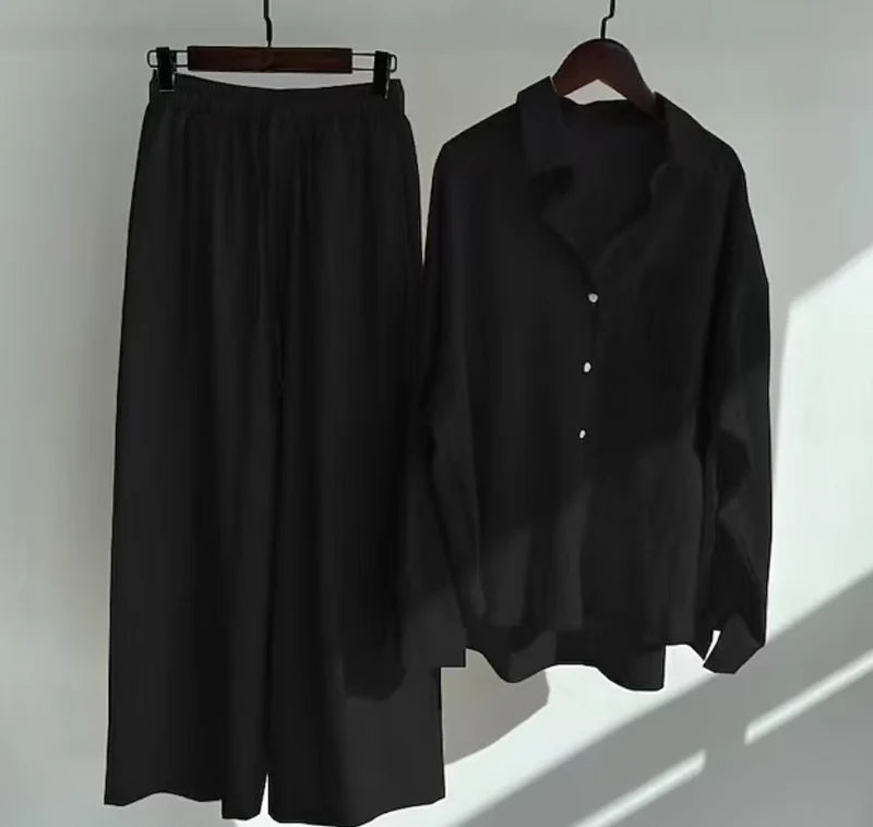 Women's Linen Mix Set with Shirt and Trousers