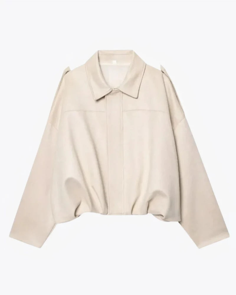 Women's Oversized Suede Look Jacket with Shoulder Epaulettes