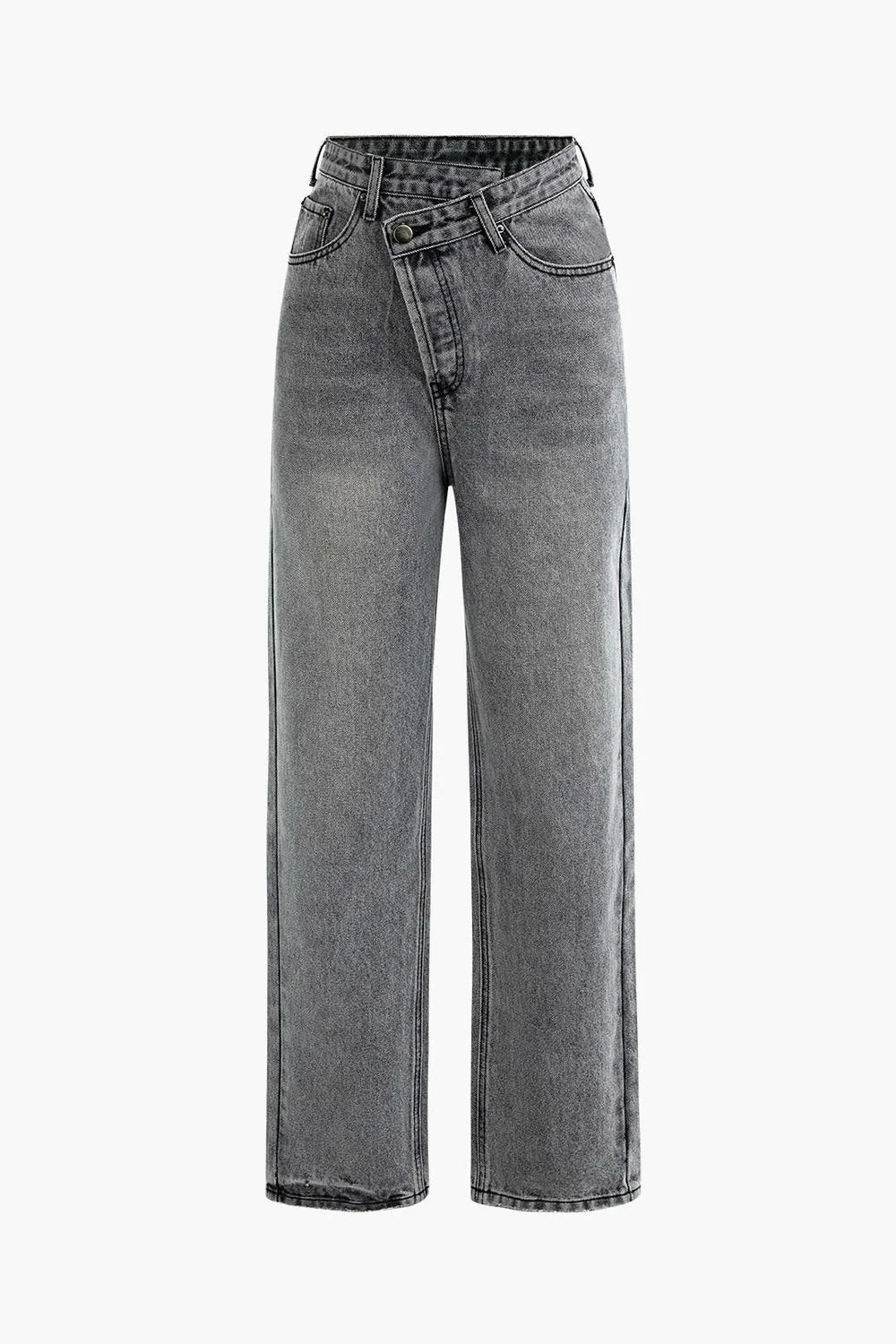 Women’s Straight-Leg Jeans with Asymmetric Waistband