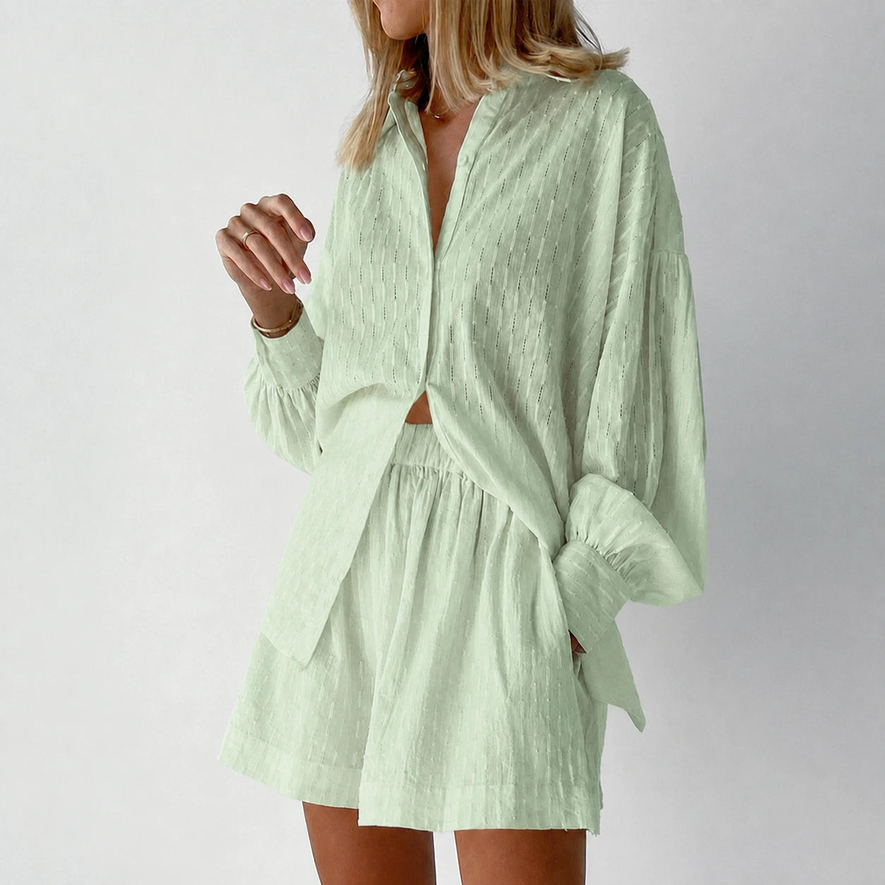 Women's Summer Set with Oversized Shirt and Shorts
