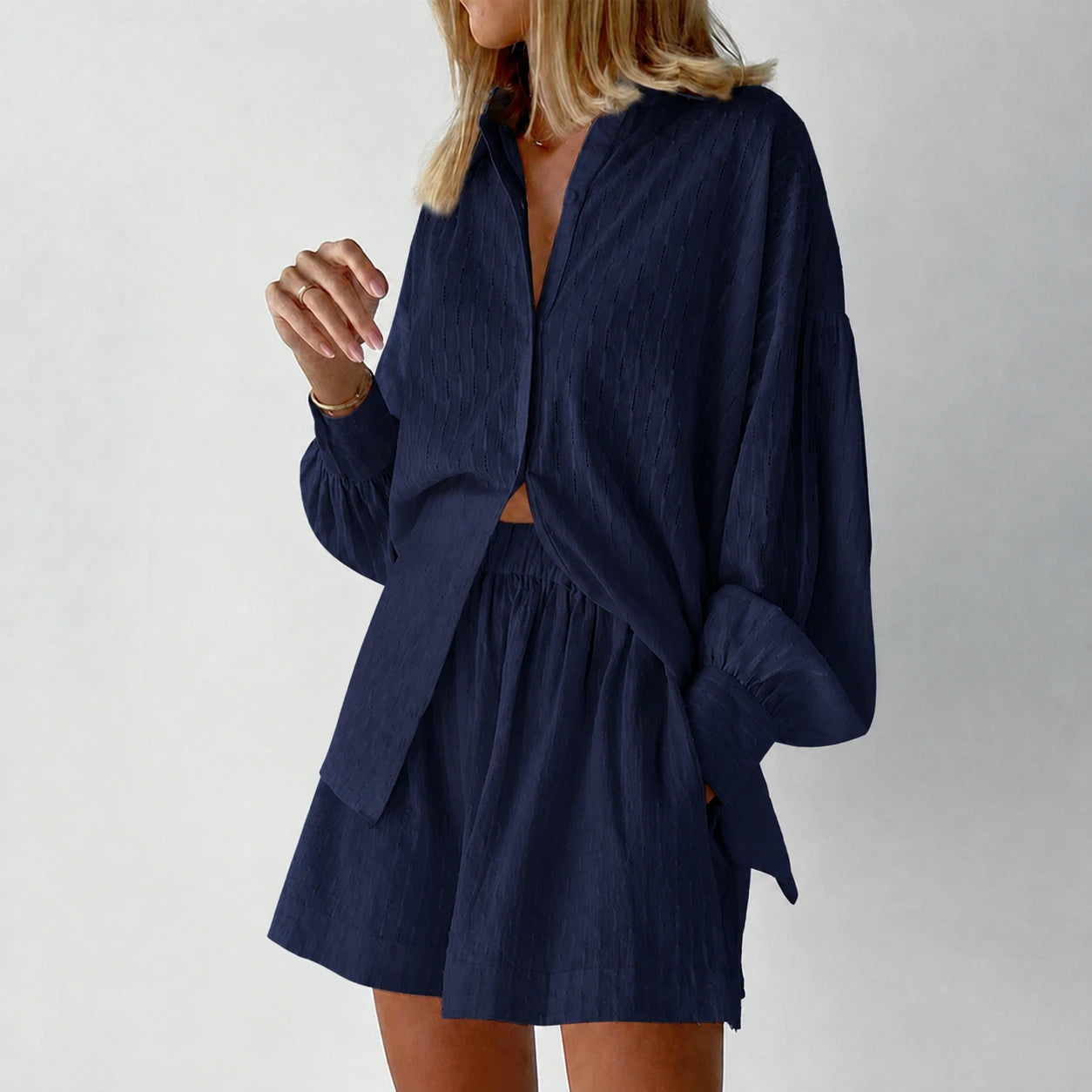 Women's Summer Set with Oversized Shirt and Shorts