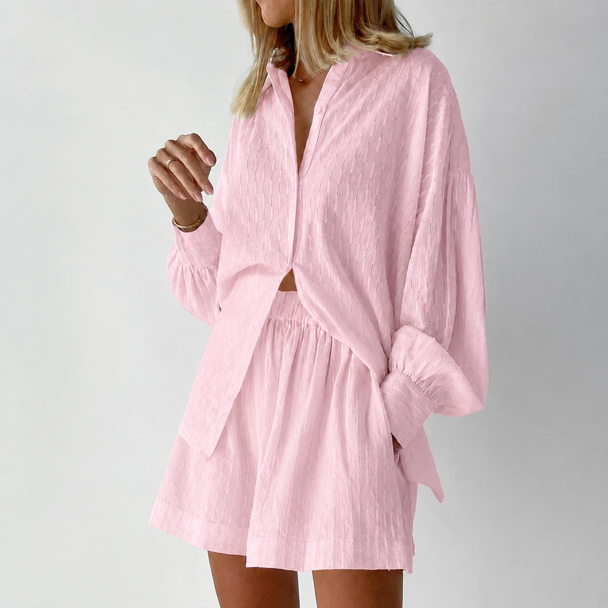 Women's Summer Set with Oversized Shirt and Shorts